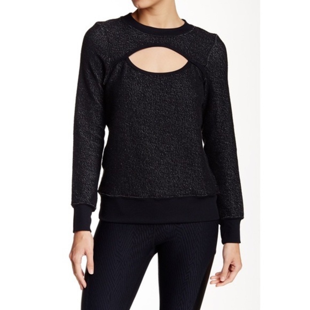 Koral Activewear • Black Breach Keyhole Front Crewneck Sweater